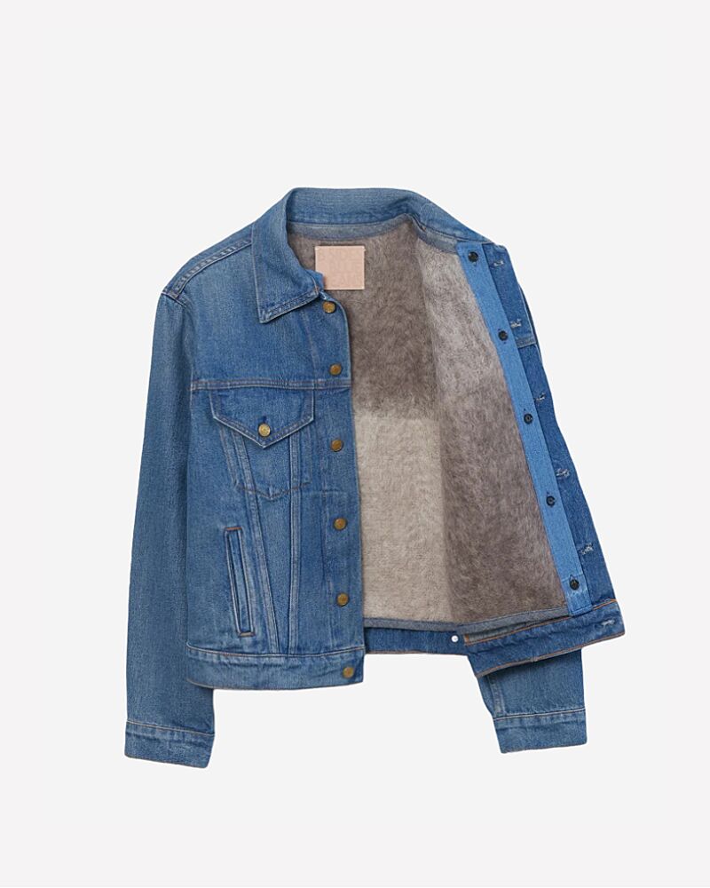 b sides detachable mohair gilet denim jacket